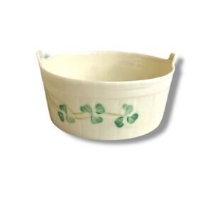 Vintage Belleek Shamrock Open Butter Tub Dish 3.25" x 1.25"